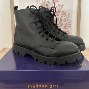 Madden Girl Black Combat Boots
